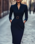 Willow | Abito midi primaverile da donna con cintura e incrocio