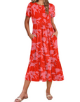 Vestito Midi Emily da Donna con Volant – Abito Estivo Svasato a Vita Alta con Tasche
