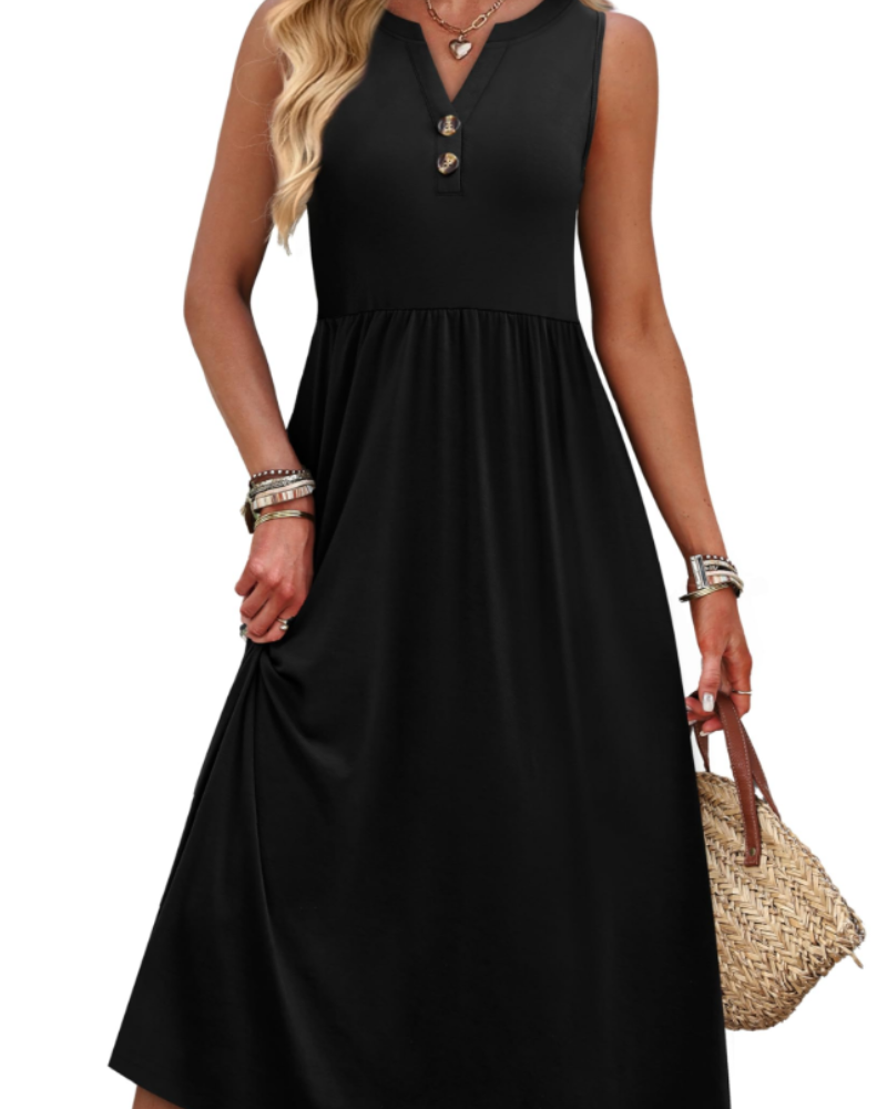 Vestito Maxi Sophia da Donna – Abito Lungo Estivo con Scollo a V, Senza Maniche e Tasche