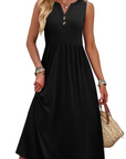 Vestito Maxi Sophia da Donna – Abito Lungo Estivo con Scollo a V, Senza Maniche e Tasche