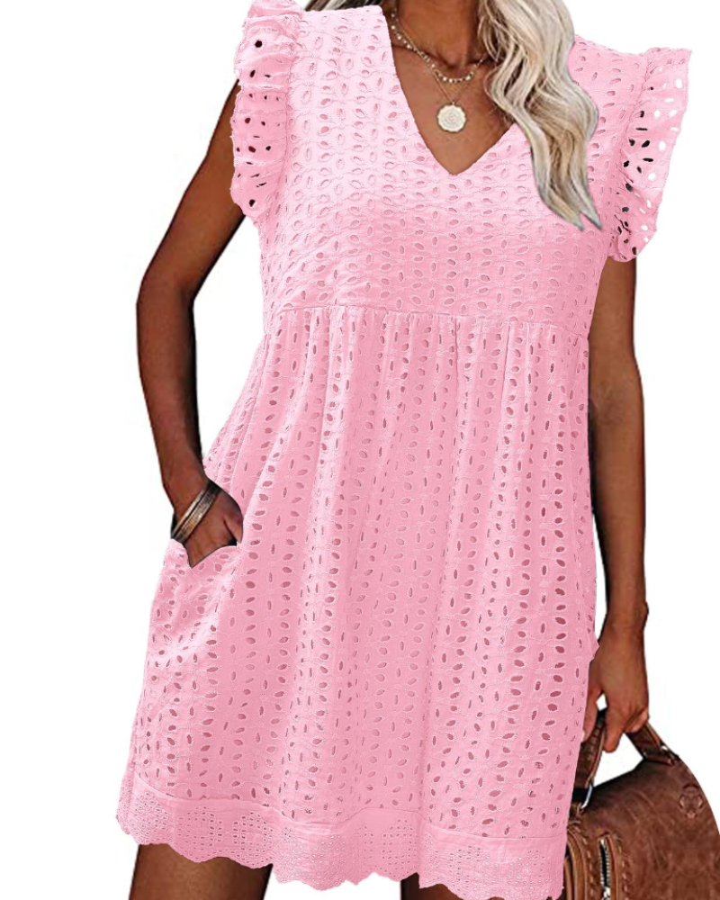 Vestaglia estiva da donna Athena – Cotone con scollo a V, ricamo traforato e tasche