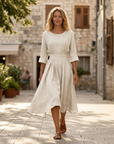 Sadie Vestaglia Lunga Donna Estate – Lino Cotone Collo a V Bottoni e Tasca