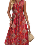 Vestito Maxi Sophia da Donna – Abito Lungo Estivo con Scollo a V, Senza Maniche e Tasche