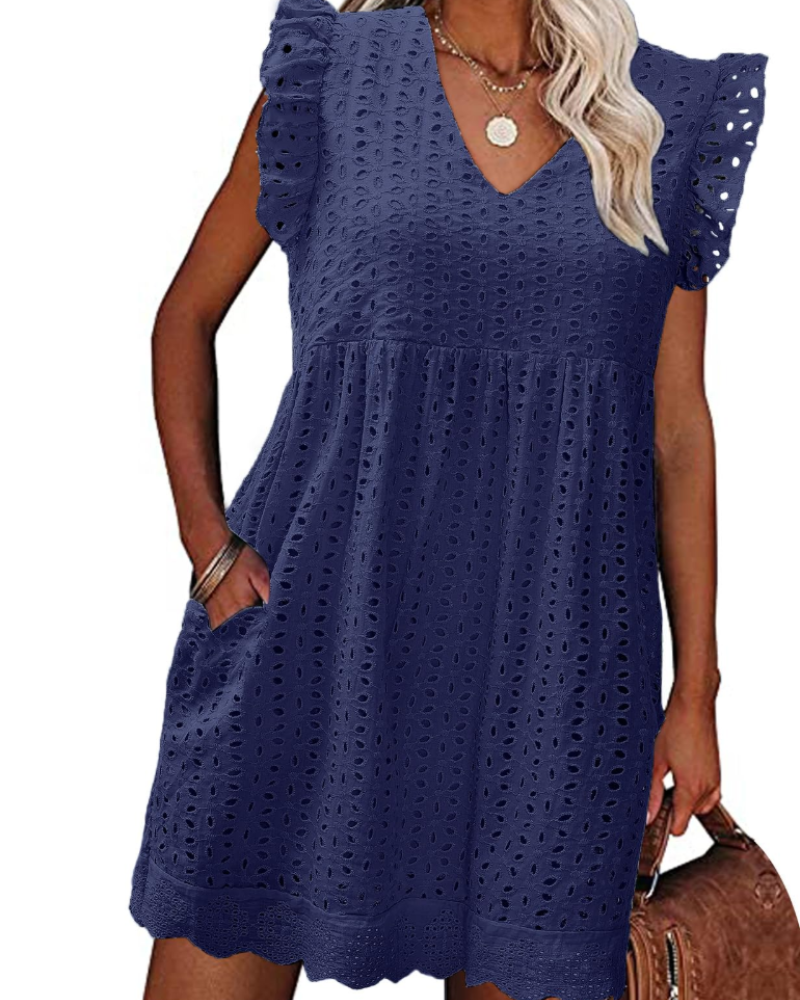 Vestaglia estiva da donna Athena – Cotone con scollo a V, ricamo traforato e tasche