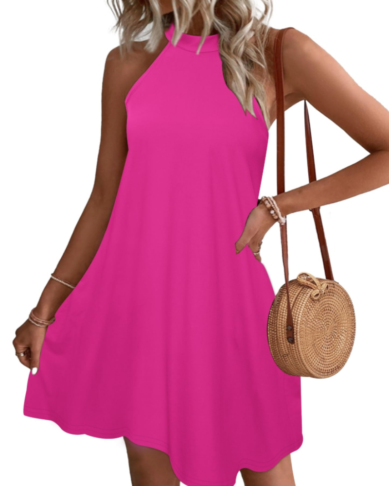 Vestito Estivo Donna Mian – Mini Tunica Halter con Schiena Scoperta e Tasche