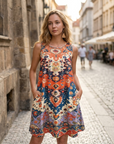 Vestito Estivo da Donna Léna – Vestito A-Line con Spalline, Scollo a V e Tasche, Lunghezza Media