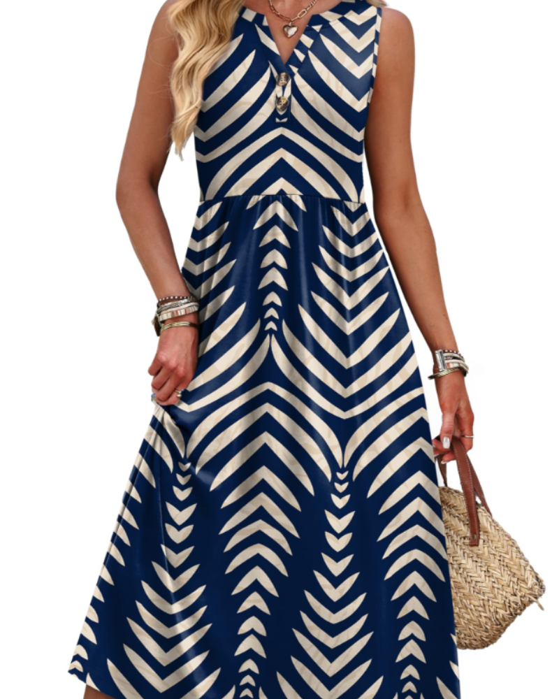 Vestito Maxi Sophia da Donna – Abito Lungo Estivo con Scollo a V, Senza Maniche e Tasche