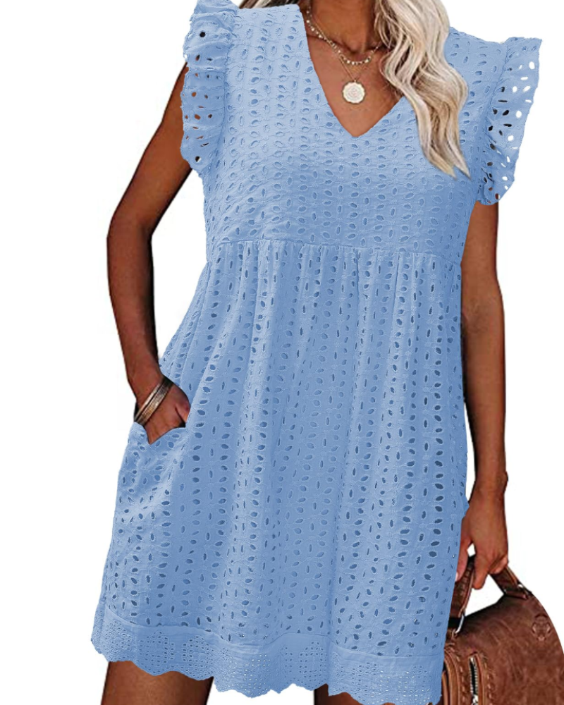Vestaglia estiva da donna Athena – Cotone con scollo a V, ricamo traforato e tasche