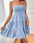 Vestito Mini Estivo da Donna Odelith – Spalline Sottili, Scollo Smockato, Taglio A-Line