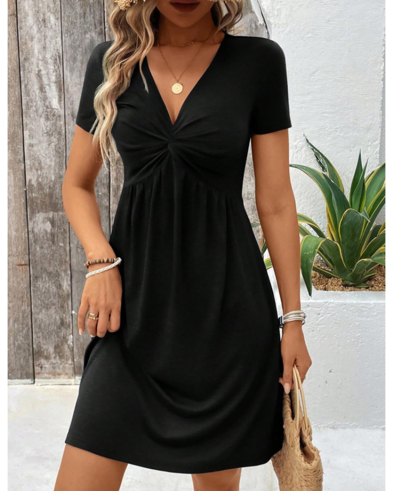 Quinn Mini Vestaglia Donna Estate – Scollo a V Maniche Corte Vita Alta