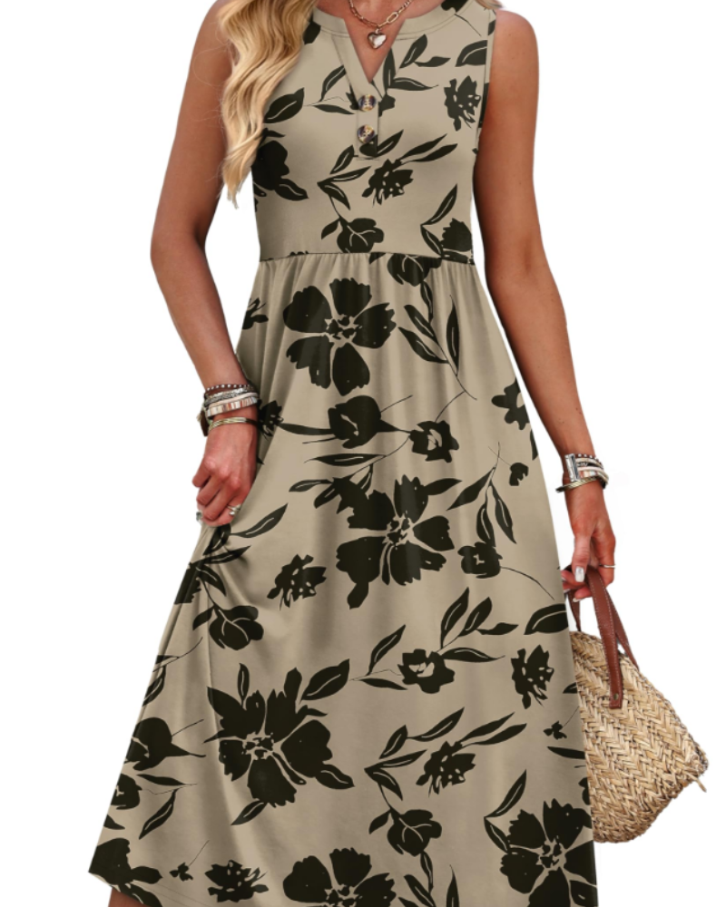 Vestito Maxi Sophia da Donna – Abito Lungo Estivo con Scollo a V, Senza Maniche e Tasche