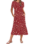 Vestito Midi Emily da Donna con Volant – Abito Estivo Svasato a Vita Alta con Tasche