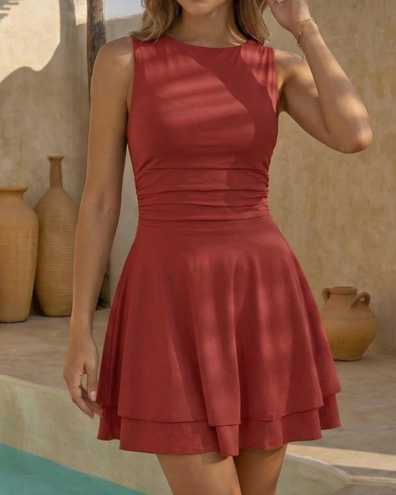 Vestito Mini Cicy Donna – Collo Quadrato, Maniche Lunghe, Corsetto e Volant