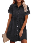 Vestito Camicia Donna in Denim Emma – Vestito Babydoll con Bottoni e Volant Sovrapposti