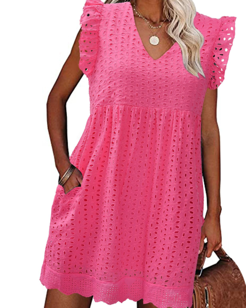 Vestaglia estiva da donna Athena – Cotone con scollo a V, ricamo traforato e tasche
