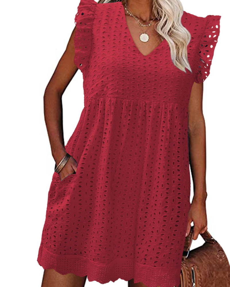 Vestaglia estiva da donna Athena – Cotone con scollo a V, ricamo traforato e tasche