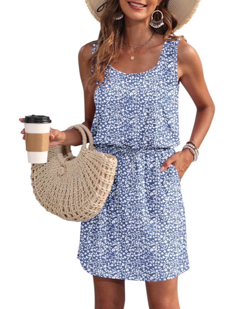 Vestaglia Faith Estiva Donna – Senza Maniche, Scollo a U con Coulisse e Tasche