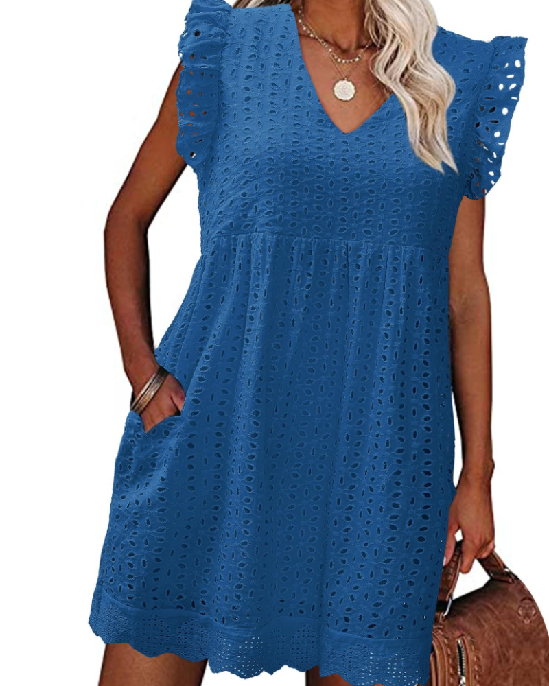 Vestaglia estiva da donna Athena – Cotone con scollo a V, ricamo traforato e tasche