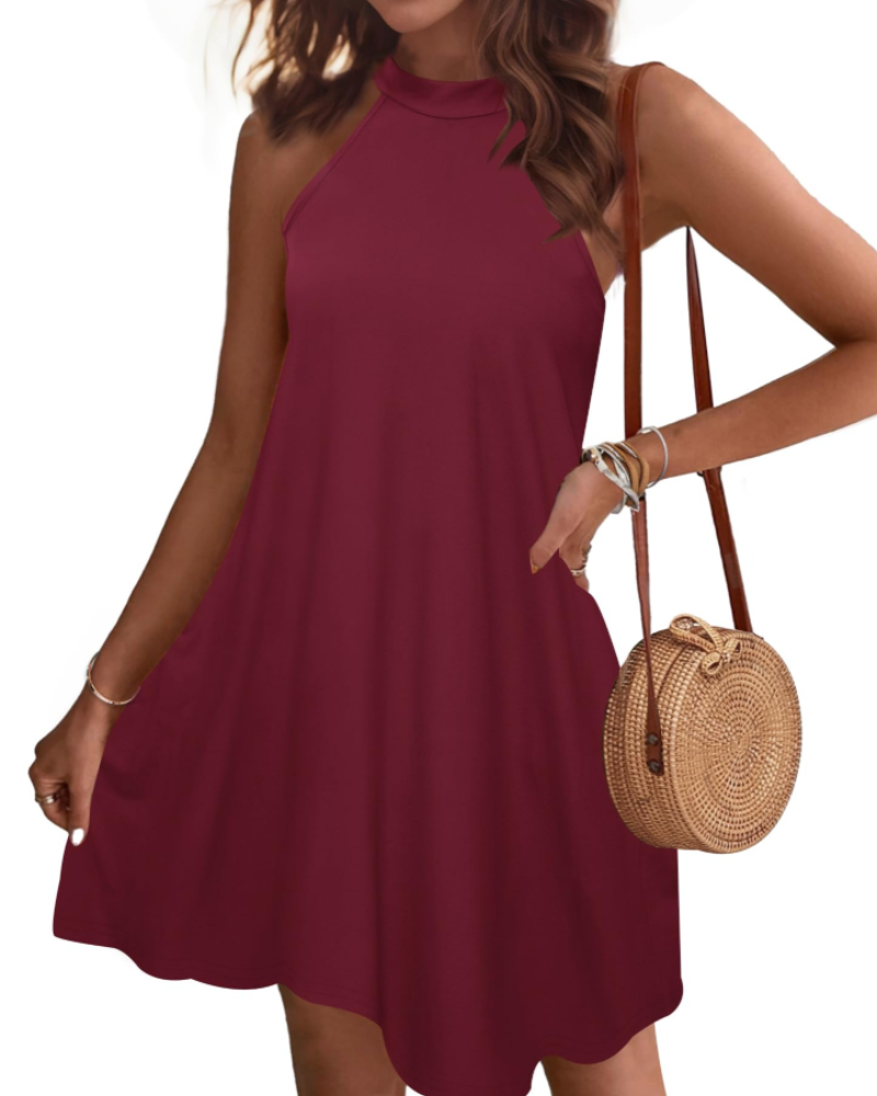Vestito Estivo Donna Mian – Mini Tunica Halter con Schiena Scoperta e Tasche