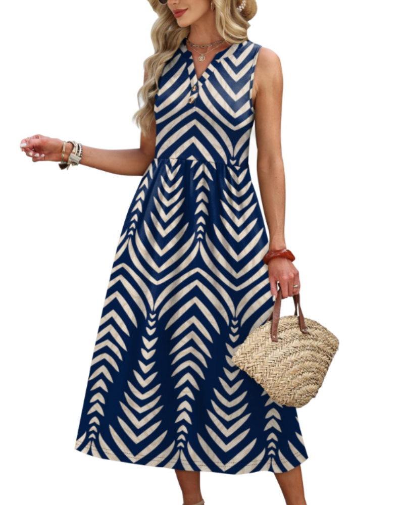 Vestito Maxi Sophia da Donna – Abito Lungo Estivo con Scollo a V, Senza Maniche e Tasche