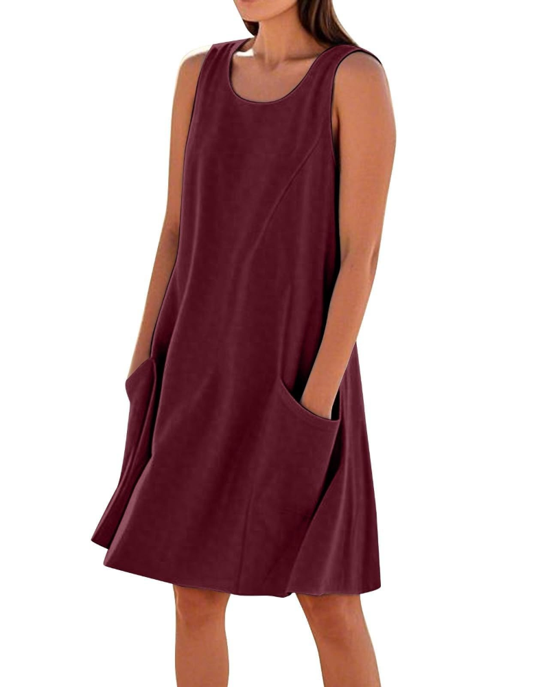 Vestito Estivo da Donna Ellai – Cotone Senza Maniche Lunghezza al Ginocchio con Tasche