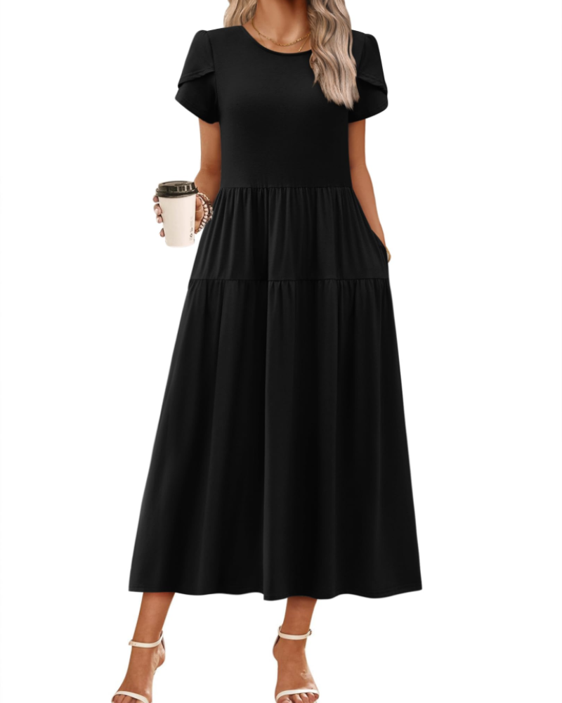 Abito Maxi Bohemien Olivia da Donna – Abito Lungo Floreale con Taglio A e Tasche