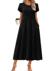 Abito Maxi Bohemien Olivia da Donna – Abito Lungo Floreale con Taglio A e Tasche