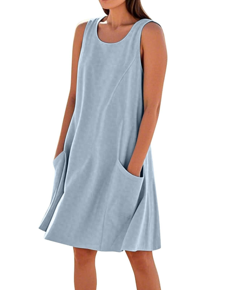 Vestito Estivo da Donna Ellai – Cotone Senza Maniche Lunghezza al Ginocchio con Tasche