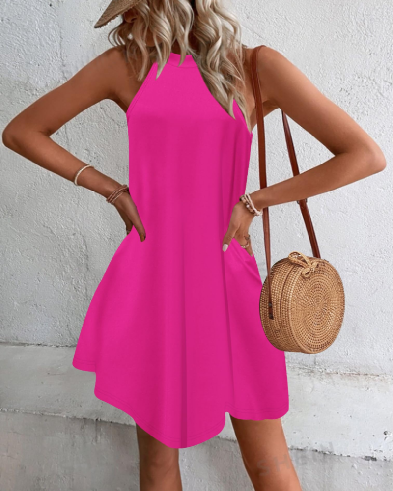 Vestito Estivo Donna Mian – Mini Tunica Halter con Schiena Scoperta e Tasche