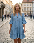 Sophie Vestito Camicia Bohemien Donna – Vestito Corto Fluido con Scollo a V e Maniche Corte