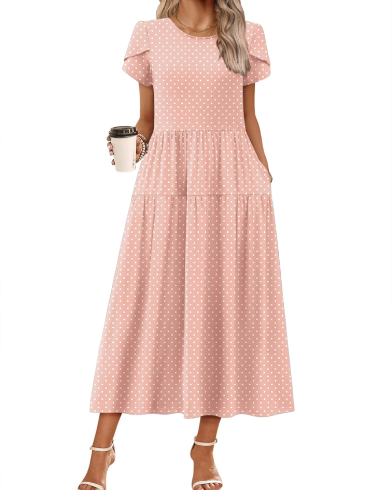 Abito Maxi Bohemien Olivia da Donna – Abito Lungo Floreale con Taglio A e Tasche