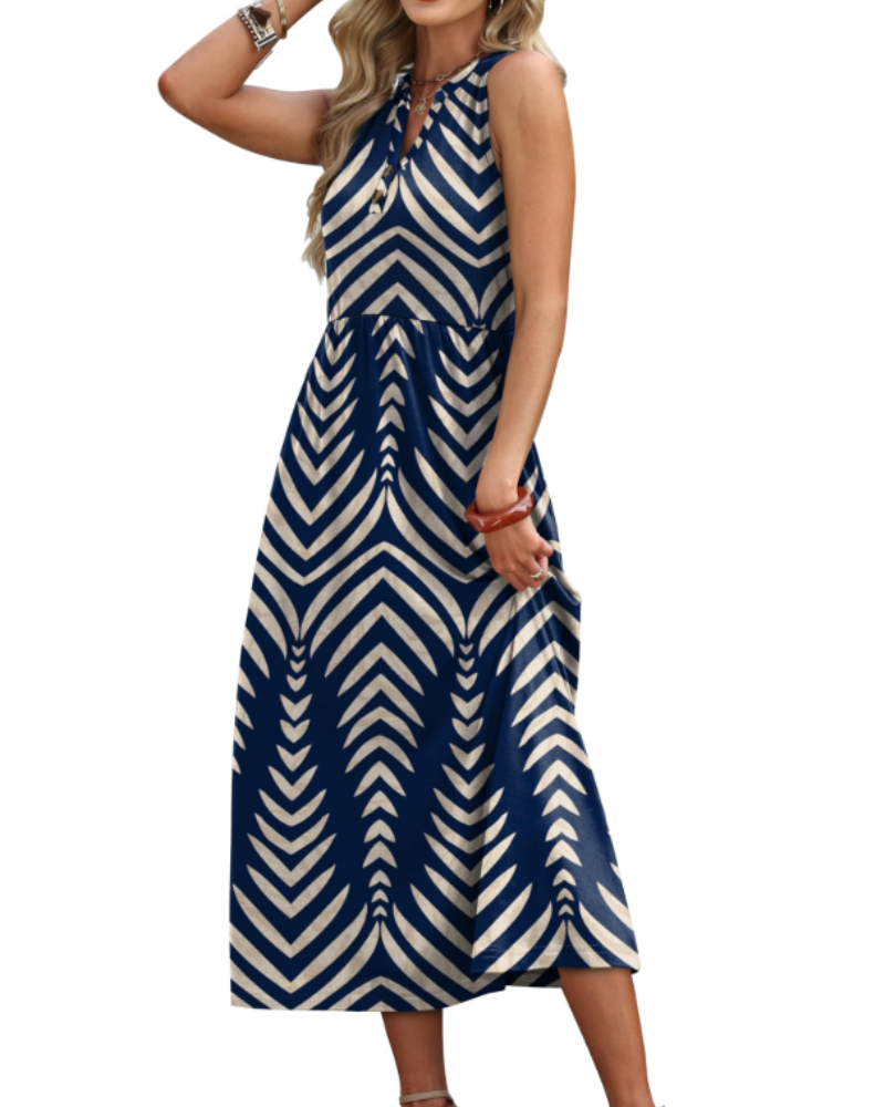 Vestito Maxi Sophia da Donna – Abito Lungo Estivo con Scollo a V, Senza Maniche e Tasche