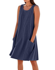 Vestito Estivo da Donna Ellai – Cotone Senza Maniche Lunghezza al Ginocchio con Tasche