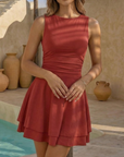 Vestito Mini Cicy Donna – Collo Quadrato, Maniche Lunghe, Corsetto e Volant