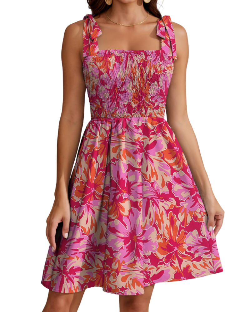Vestaglia estiva da donna Iris – floreale con scollo quadrato e spalline sottili