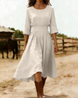 Sadie Vestaglia Lunga Donna Estate – Lino Cotone Collo a V Bottoni e Tasca