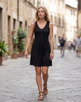 Vestaglia Midi Freya Donna Estate – Scollo a V Senza Maniche Plissettata con Tasche