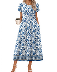 Abito Maxi Bohemien Olivia da Donna – Abito Lungo Floreale con Taglio A e Tasche