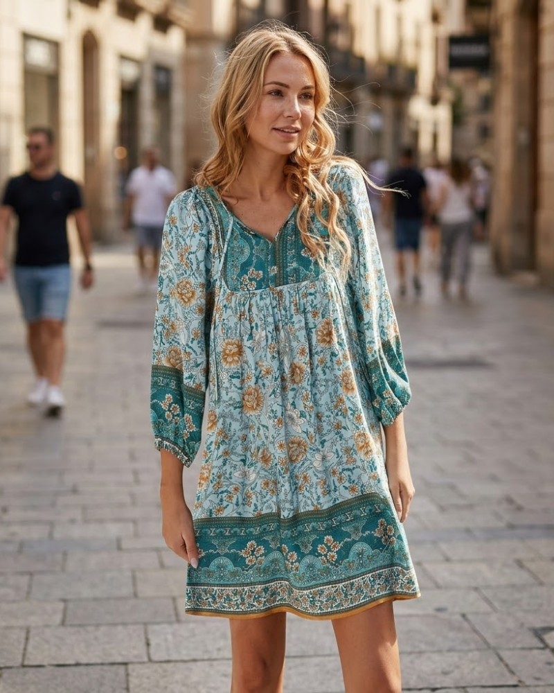 Abito Midi da Donna in Lino Marine – Elegante Camicia con Maniche Corte
