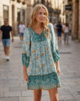 Abito Midi da Donna in Lino Marine – Elegante Camicia con Maniche Corte