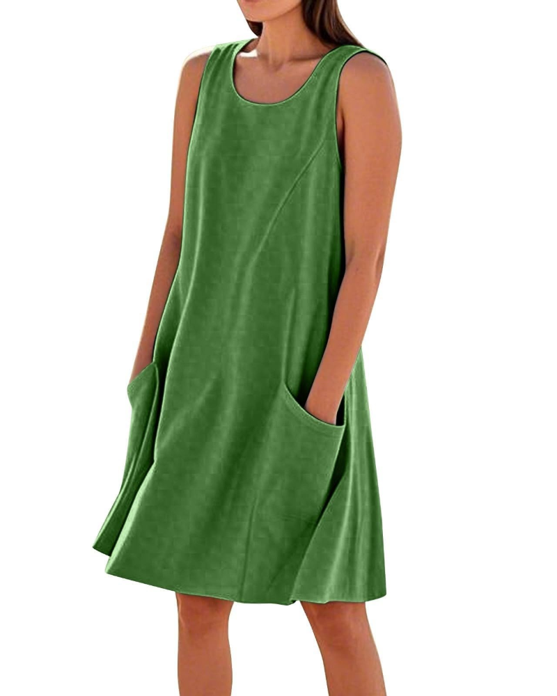 Vestito Estivo da Donna Ellai – Cotone Senza Maniche Lunghezza al Ginocchio con Tasche