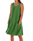 Vestito Estivo da Donna Ellai – Cotone Senza Maniche Lunghezza al Ginocchio con Tasche