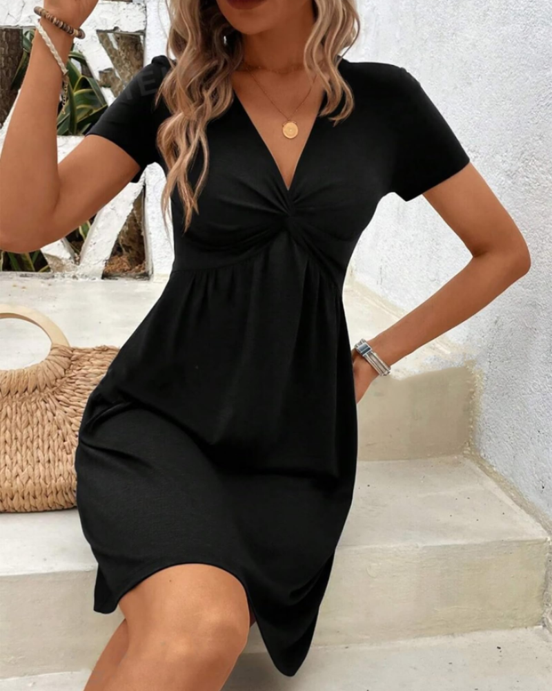 Quinn Mini Vestaglia Donna Estate – Scollo a V Maniche Corte Vita Alta