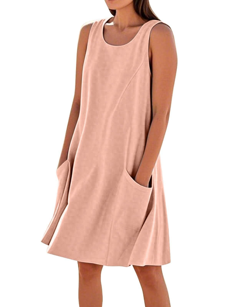 Vestito Estivo da Donna Ellai – Cotone Senza Maniche Lunghezza al Ginocchio con Tasche
