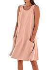 Vestito Estivo da Donna Ellai – Cotone Senza Maniche Lunghezza al Ginocchio con Tasche