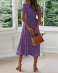 Vestito Midi Estivo Donna Aria – Floreale con Scollo Quadrato e Maniche a Volant