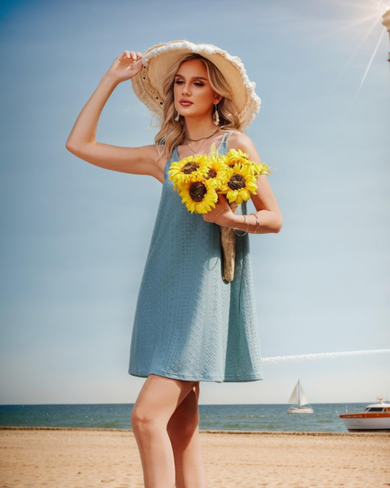 Vestito Estivo Eliza da Donna – Spiaggia, Senza Maniche, Taglio A-Linea