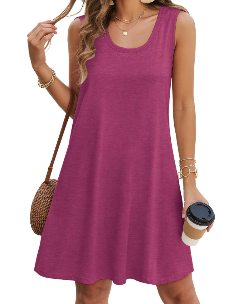Vestito estivo da donna Diana – scollo a U, senza maniche, lunghezza al ginocchio con tasche