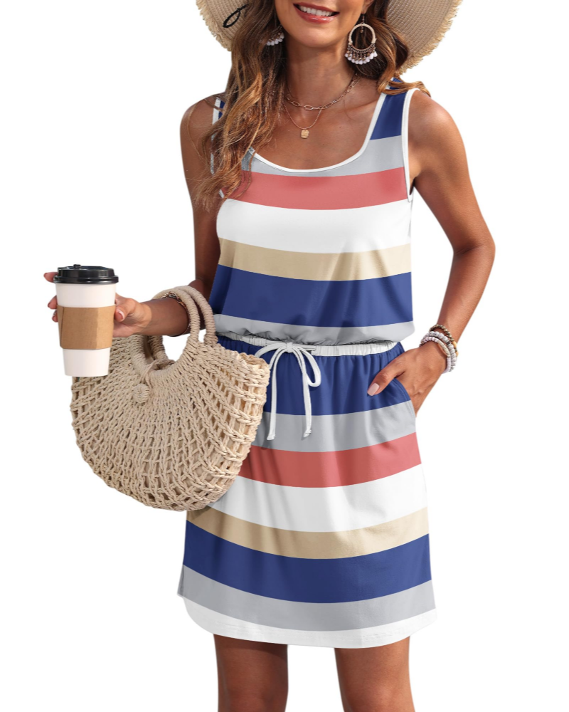 Vestaglia Faith Estiva Donna – Senza Maniche, Scollo a U con Coulisse e Tasche