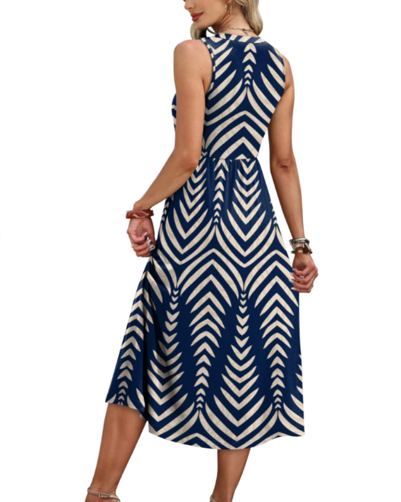 Vestito Maxi Sophia da Donna – Abito Lungo Estivo con Scollo a V, Senza Maniche e Tasche